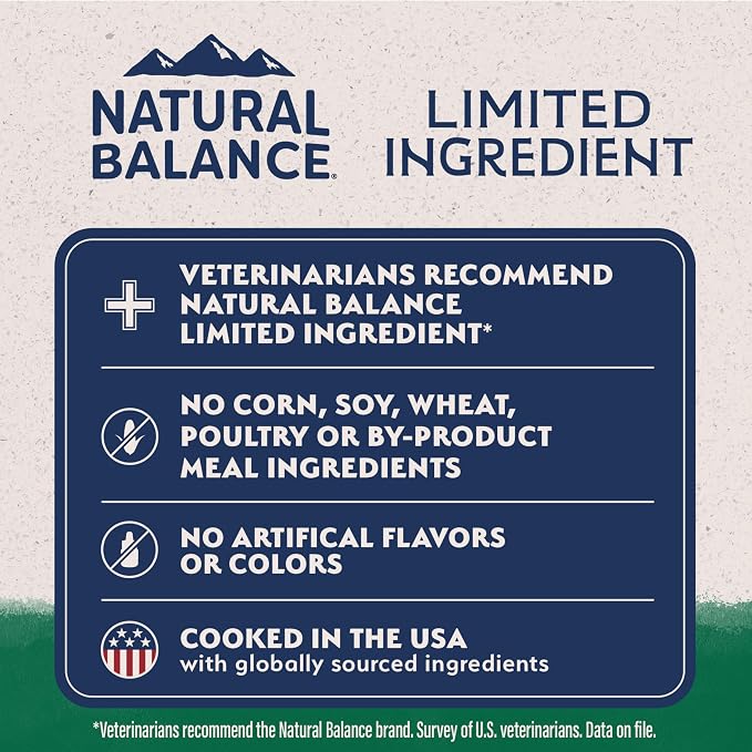 Natural Balance Limited Ingredient Dry Dog Food - Complete Nutrition for Adult Dogs - Wholesome Grains Brown Rice Recipe - Limited Ingredient Formula - 4 lb - Lamb & Brown Rice