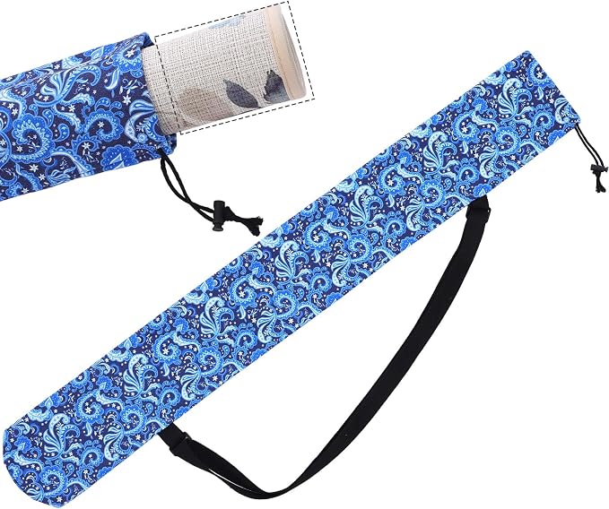 Shinylin 35 Inch Mahjong Mat Carrying Bag with Strap, Printed Drawstring Mahjong Holder Bag Outdoor Travel Canvas Storage for Board Games, Yoga Mats, Tripod