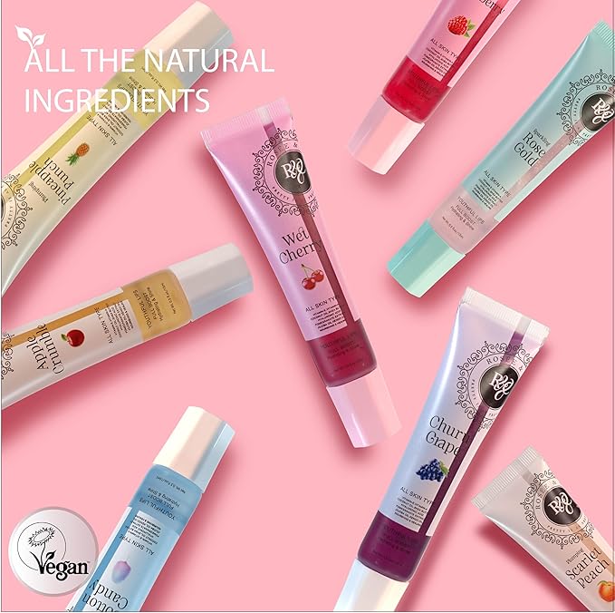 Rosee Lip Gloss Vegan & Cruelty Free Treatment, Professional Make up, Long Lasting Glossy with Shea Butter, Moisturize, Protect & Smooth, High Shine, Non-Sticky (e. Sparkling Gold, 0.5)