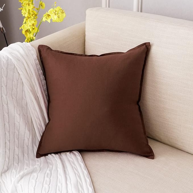 Jeanerlor 20"x20" Pillowcase Green Cousion Cover Decor Cotton Linen with Unique Design to Embellish Garden/Office/Chair/Bed/Couch,(50 x 50cm),Reddish Brown
