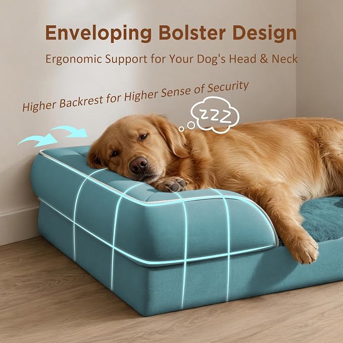 Comfort Expression Waterproof Orthopedic Dog Bed for Medium Size Dog | Supportive Egg Crate Foam Medium Pet Bed with Removable Bolsters, Dog Couch with Washable Cover & Non-Slip Bottom, 30x20 Inch