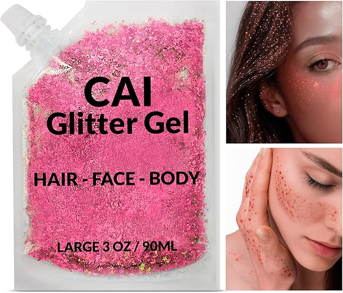 Face, Body & Hair Glitter Gel – Halloween Glitter for Kids and Women – 3 Oz Cosmetic-Grade Gel w/Moon & Stars for Festivals & Halloween Party, Easy Apply & Wash Off - Unicorn 5Pack