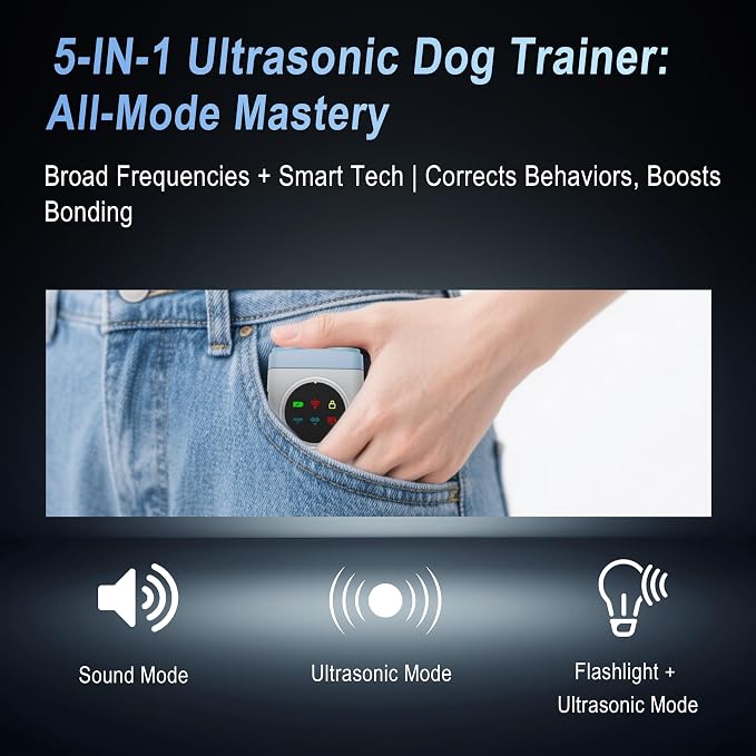 Dog Bark Deterrent Devices, 2X Ultrasonic Anti Barking Device for Dogs, Color Display & 50ft Range, Pet Gentle Anti Barking Device, Portable Safe & Effective Alternative to Bark Collars (Blue)