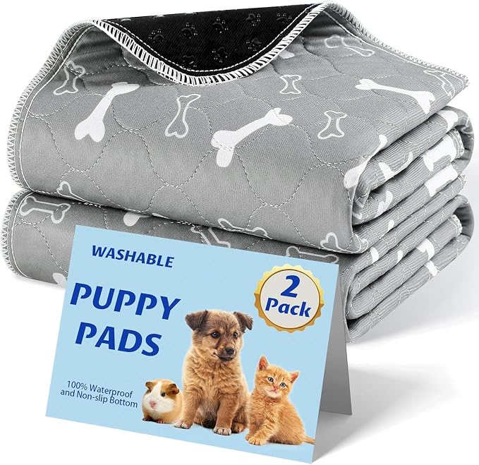 Washable Pee Pads for Dogs, 2 Pack Reusable Puppy Pads, 24"x36" | Super Absorbent, Waterproof & Leakproof, Non-Slip Bottom, Machine Washable, For Floors, Beds, Couches, Crates, Carpets, Cars