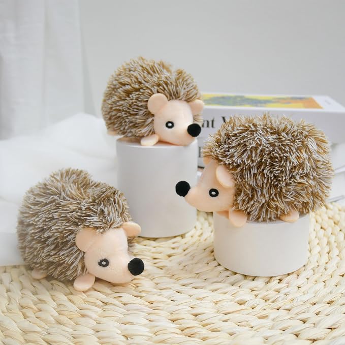 Dog Hide and Seek Toys Puppy Chew Squeaky Toys Plush Mushroom&Bamboo&Shell Hideout Stuffing with Squeakers Animals (3Pcs Squeaky Hedgehog Brown)