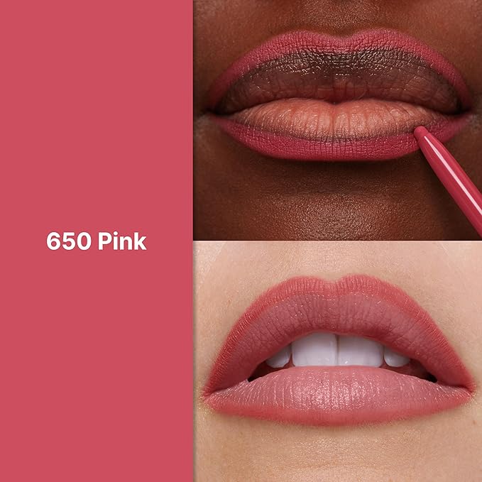 Revlon Colorstay Lip Liner Makeup with Built-in-Sharpener, Longwear Rich Colors, Stocking Stuffer for Women, 650 Pink, 0.01 oz