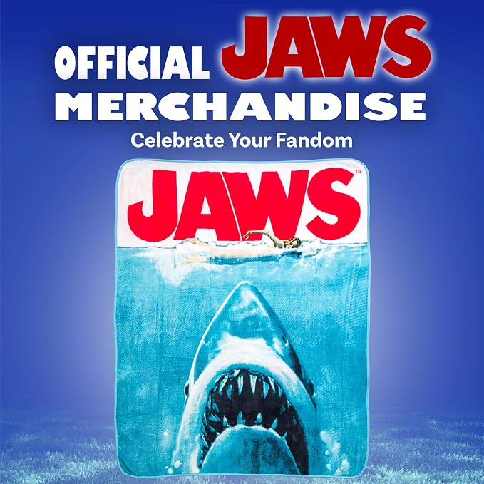 Silver Buffalo Jaws Movie Poster 45" x 60" Fleece Throw, Soft and Cozy Blanket, 250 GSM