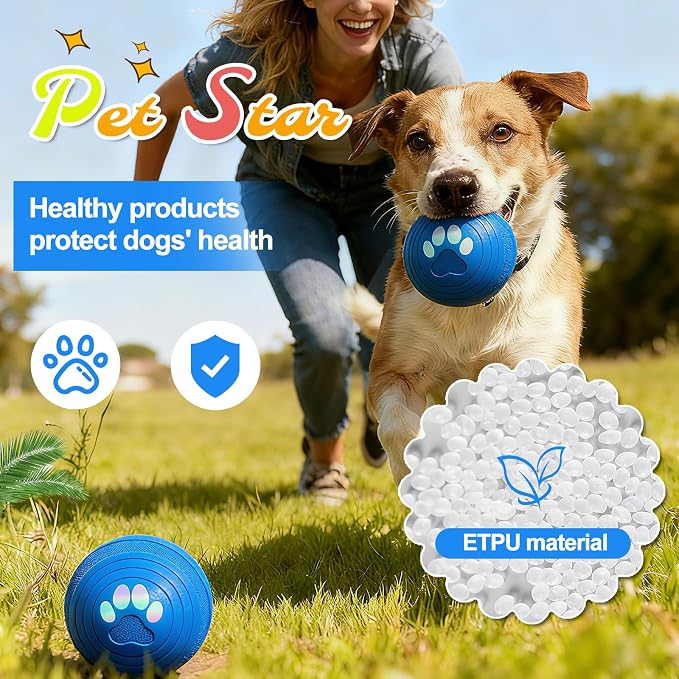Interactive Dog Toys - Auto Bouncing & Rolling, Chew-Resistant E-TPU Material, 3 Interactive Modes, IPX7 Waterproof, Remote Control, USB Rechargeable, Puppy Toy，Small and Medium-Sized Dogs