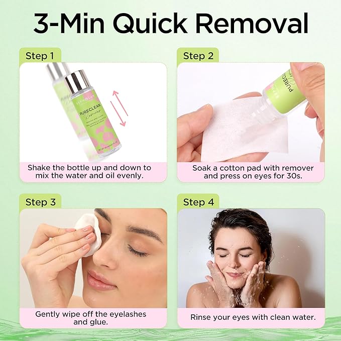 BEPHOLAN Cluster Lash Glue Remover 60ml, DIY Eyelash Extension Remover, Bond & Seal Adhesive Professional & Self Use, for Sensitive Eyes, Eye Makeup & Mascara Remover
