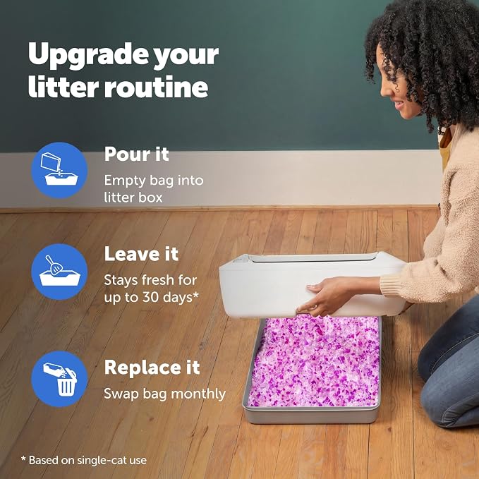 PetSafe ScoopFree Premium Crystal Litter, Lavender Scent, 8Lb Bag | 5x Faster Odor Control than Clumping Clay Litter, 99% Dust-Free, Low Tracking Crystals, Compatible with Any Cat Litter Box