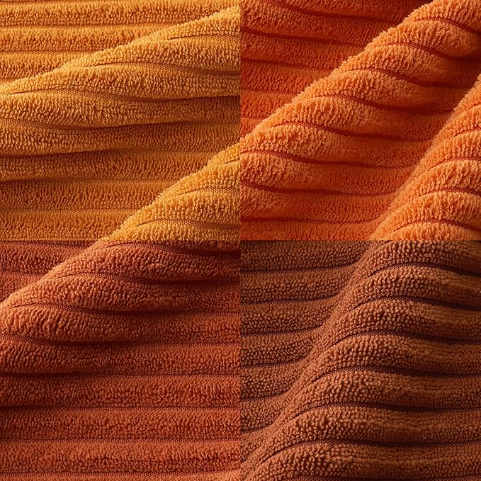 MIULEE Fall Corduroy Decorative Throw Pillow Covers Orange Rust 18x18 | Set of 4, Vintage Retro Fall Decor, Autumn Harvest Collection, Boho Farmhouse Cushion Covers for Couch Bed Sofa Living Room