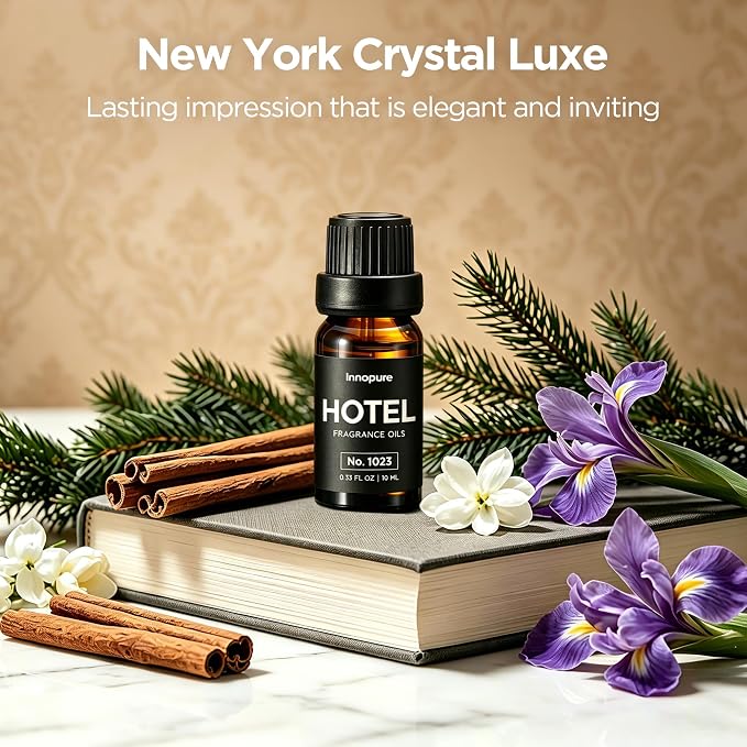 InnoGear Essential Oil Diffuser & 4 Hotel Oils Set, 150ml Diffusers for Home with 5-Star Hotel Collection Diffuser Oils Set Cool Mist Mini Humidifier Scent Fragrance Gift Set
