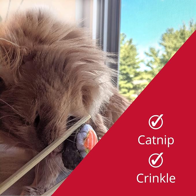 Huxley & Kent Plush Crinkle Catnip Cat Toy, Classic Sushi
