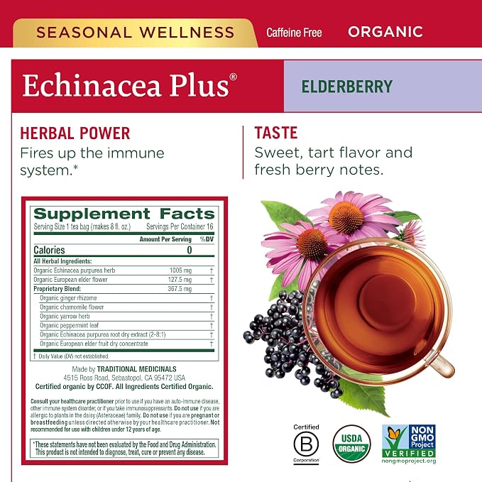 Traditional Medicinals Organic Herbal Tea - Six Calming Flavors, Chamomile, Hibiscus, Peppermint, Lemon Balm, Lemon Ginger & Passionflower, 96 Tea Bags (6 Pack)