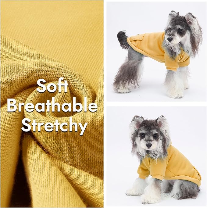 2 Pack Dog Hoodie Warm Hood Dog Sweater Cold Weather Small Dogs Sweatshirt Comfort Pet Clothes for Small Medium Dogs with Pockets Cats Chihuahua Clothes for Male Female Girl Boy Sporty Daily Wear