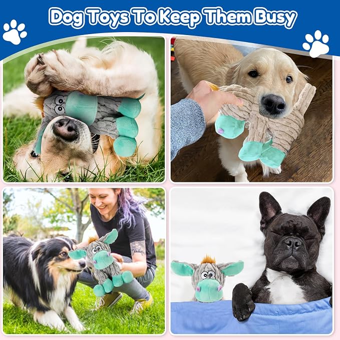 loncoldy Dog Toys, Interactive Dog Squeaky Toys, Tough Crinkle Stuffed Animal Chew Toy for Medium, Small, Puppy Breeds, Plush Toy to Keep Them Busy, Pet Toys for Dogs