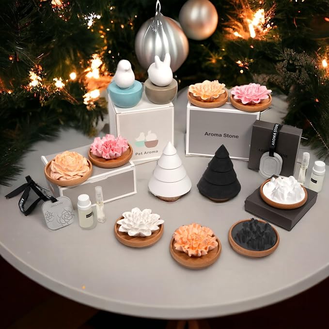 SINT Aroma Diffuser Diatomite Tree Peony Flower | Essential Oil Diffuser with Aromatherapy Fragrant Oil | Diffusers for Home, Oil Diffuser, Room Décor | Orange, Fig Fragrance 10 ML