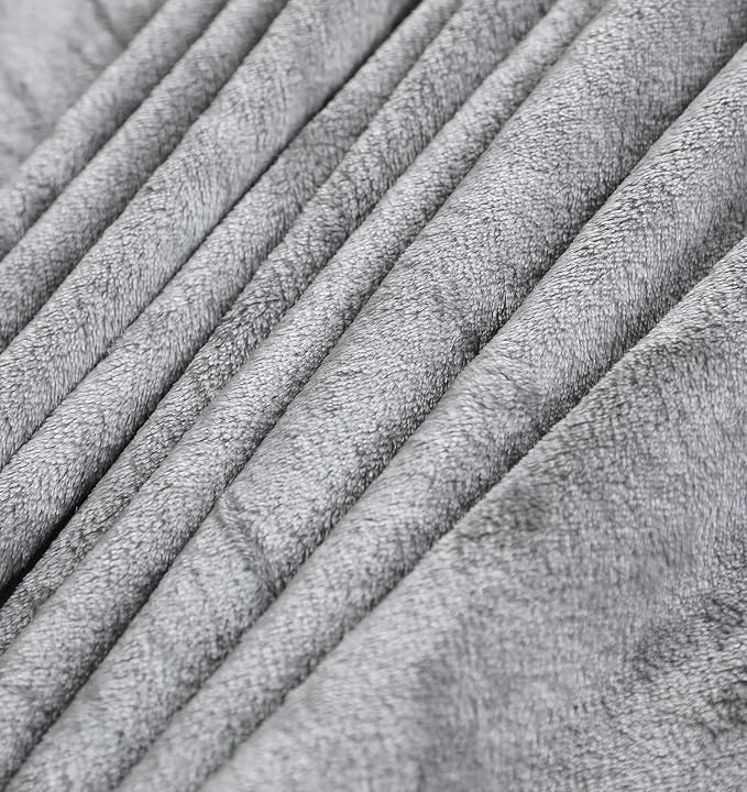 TASTHROW Large Flannel Fleece Throw Blanket, 50×70 Inch - Light Grey | Cozy Lightweight Thick Blanket - All Seasons Suitable for Women, Men and Kids