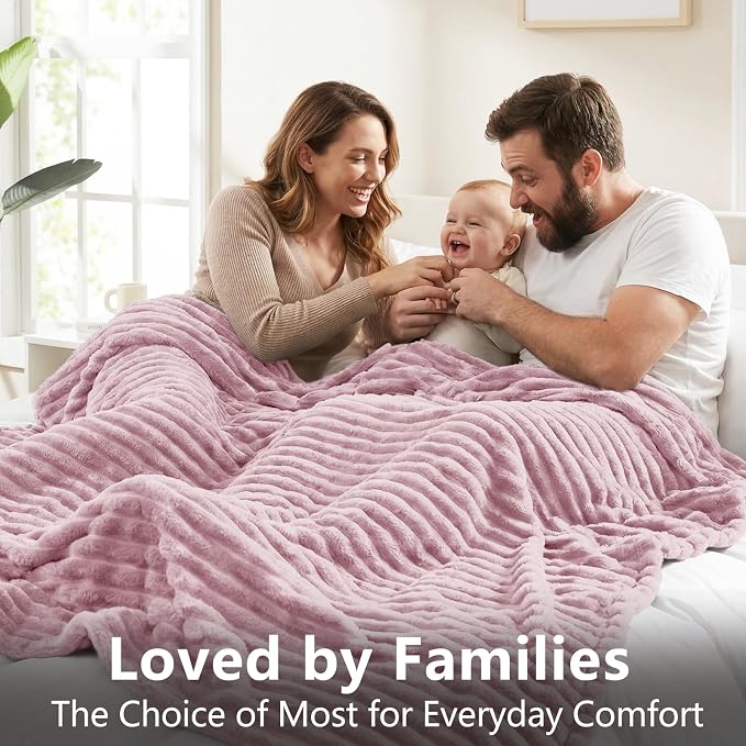 HIMEET Dusty Purple Full Blanket for Bed, 300GSM Ribbed Fleece, 84 x 90 in | Ultra Soft Flannel, All-Season Lightweight Warmth, Bed Layering & Home Room Decor, Gift for Men & Women, Machine Washable