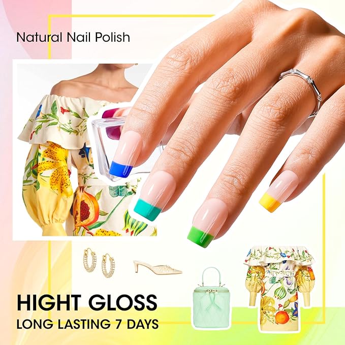 Gellen Bright Neon Nail Polish, Quick Air Dry Regular Nail Polish Vibrant Rainbow 10ml 12-Color Set for Finger Toe Nails Salon Home, TPO & HEMA Free Non-toxic, Red Pink Blue Green Purple Orange Yellow