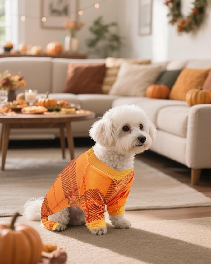 PET SHOW 4 Pack Plaid Fleece Dog Pajamas Warm for Extra Small Dogs | Soft stretchy dogs onesies,boy girl pjs with sleeve,holiday jumpsuit costume for small pets cats,XS