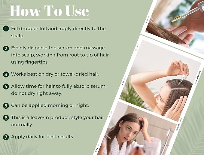 Hair Growth Serum For Men & Women - Advanced Formula for Fuller, Healthier Hair, Nourish Scalp - 5% Minoxidil, Biotin, ProVitamin B5 - Plant-Powered, Vegan - 1 Fl Oz