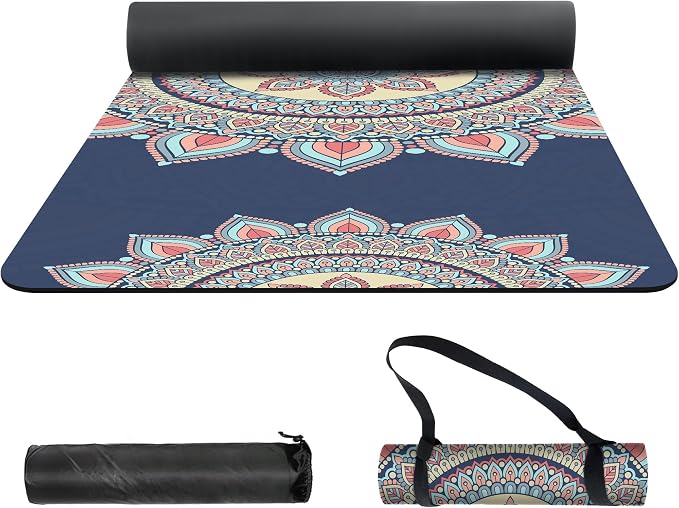 nuveti Yoga Mat Print Extra Thick TPE Non Slip Fitness Exercise Mat with Carrying Bag,72"x24" Extra Thick 6MM Exercise & Workout Mat for Yoga, Pilates Fitness and Floor Exercises