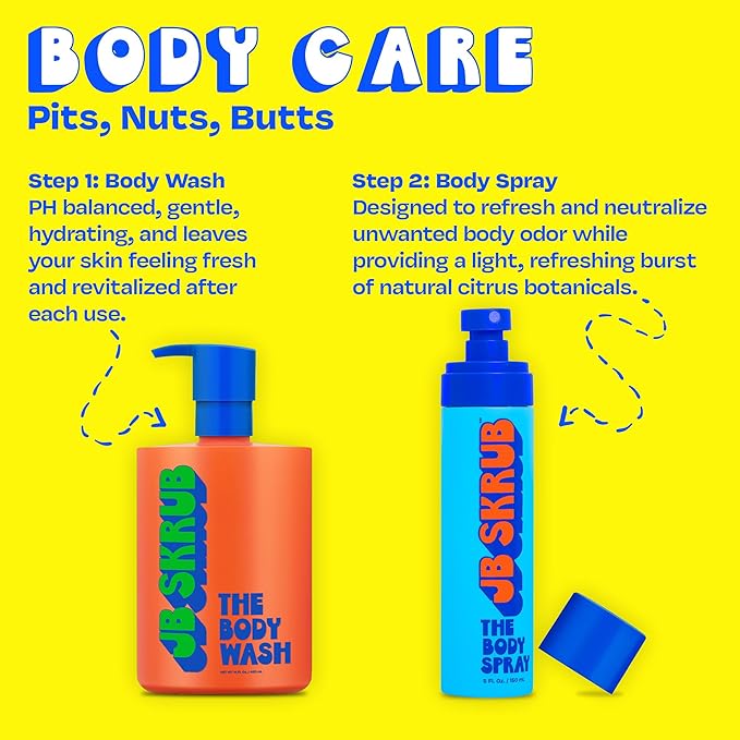 JB SKRUB The Ultimate Bundle - Complete Skin Care Set for Kids, Tweens, and Teens, Includes Body Wash, Body Spray, Acne Face Wash, Pads, and Lotion