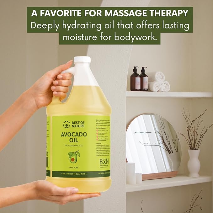 Best of Nature 100% Pure Avocado Oil – Natural Massage Oil, Moisturizing Body & Hair Oil, Unscented Skincare & Carrier for Essential Oils, Bulk Size Available (8 Fl Oz)