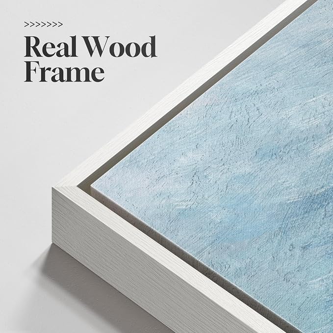 Large Framed Coastal Abstract Wall Art for Living Room, Horizontal 30x60 In | Blue and gold canvas prints, Ocean landscape paintings, Modern artwork for walls, Wall decor for bedroom dining room office