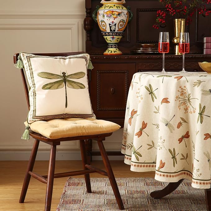 Designer Vintage French Velvet Throw Pillow Cover,18"x18"-Grace C | Pillow Cover,Concealed Zipper Design,Dragonfly Pattern,Sofas,Bedroom,Living Room,Lounge Chairs,All Season Home Decor