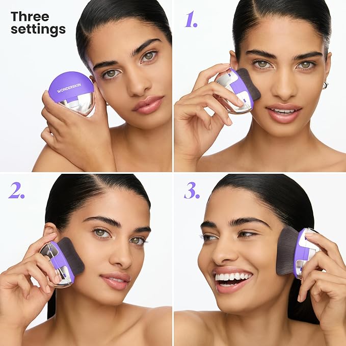 Wonderskin Dial-It-Up Brush – Adjustable 3-in-1 Makeup Brush for Foundation, Powder & Creams – Sheer to Full Coverage – Ergonomic Precision Design