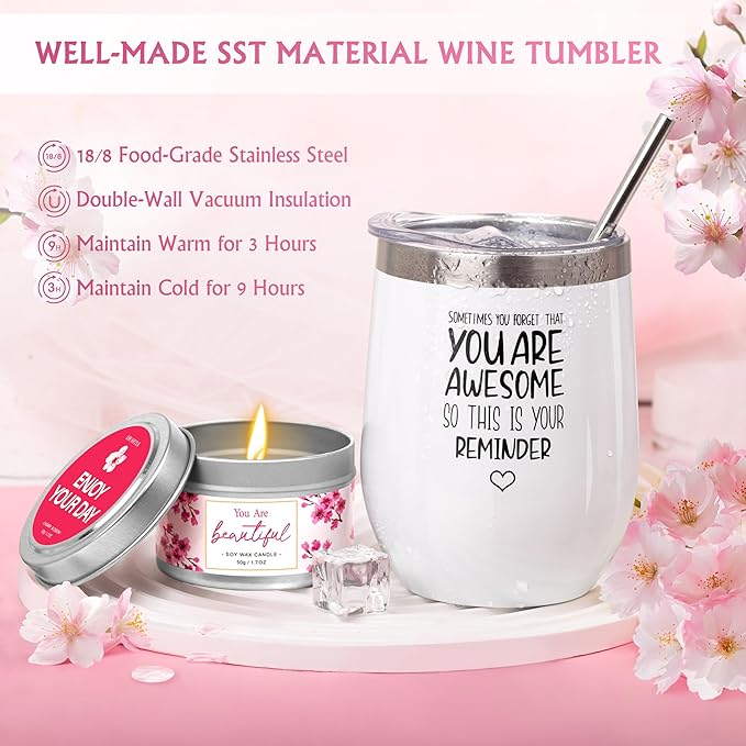 Gifts for Women Birthday Gifts, Spa Gifts Set- 10 Pcs Christmas Valentine's Mother's Day Gifts and Cherry Blossoms Self Care Package Gifts Women, Relaxing Gifts Basket