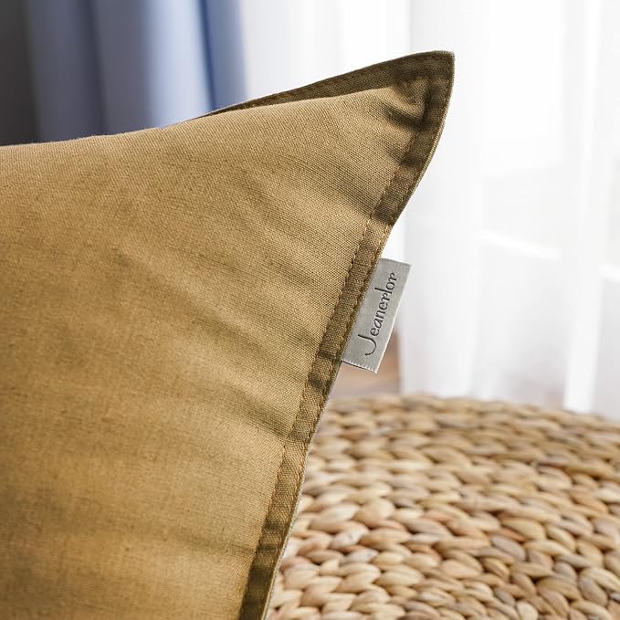 Jeanerlor Decorative Cotton Linen Couch 26"x26" Throw Pillow Case for Sofa Durable Classy, Comfortable Cushion Cover (65 x 65cm), Earth Yellow