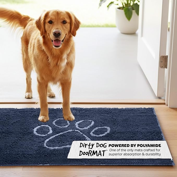 Dog Gone Smart Dirty Dog Doormat - Fast Drying Rug with Super Gripper Backing for Clean Floors - Super Absorbent and Machine Washable Mat for Muddy Paws - Mist Grey | Super Gripper Backing for Clean Floors - Absorbent Microfiber and Machine Washable Ma...