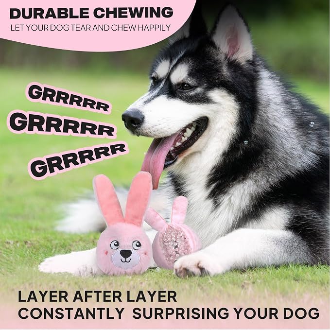 Fida Squeaky Dog Toys for Aggressive Chewers, 3 in 1, Tough Dog Ball