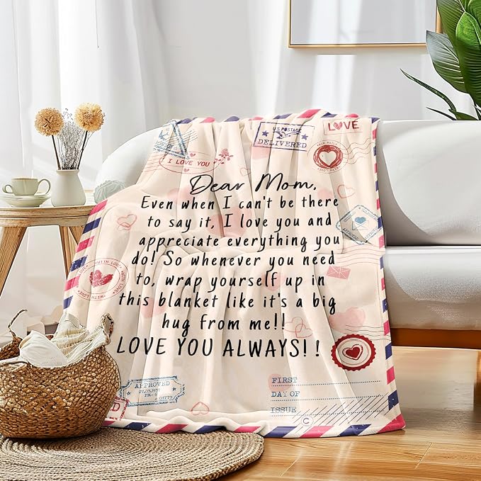 UFOORO Gifts for Mom, Mom Birthday Gifts Blanket, Moms Gift for Women from Daughter Son, We Love You Present for Mother Mommy Mothers Day Blankets for Bed Couch 55 * 70 inch