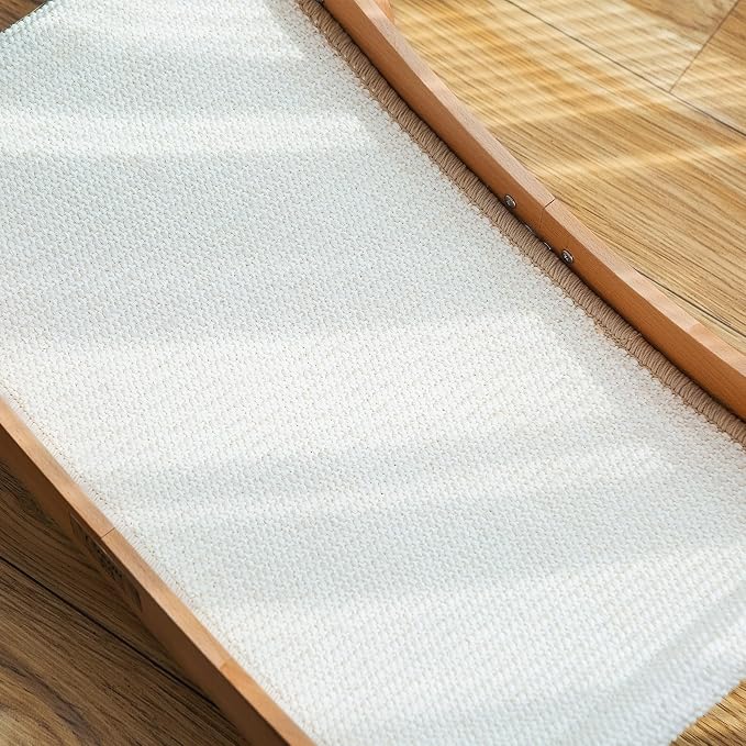 Sisal Cat Scratcher Bed with 3 Ball, Hammock Lounge Indoor Cats | Scratch Pad & Furniture Protector, Modern Wood 3-In-1 Multi-Use for Scratching, Resting & Playing Large Cats Space-Saving