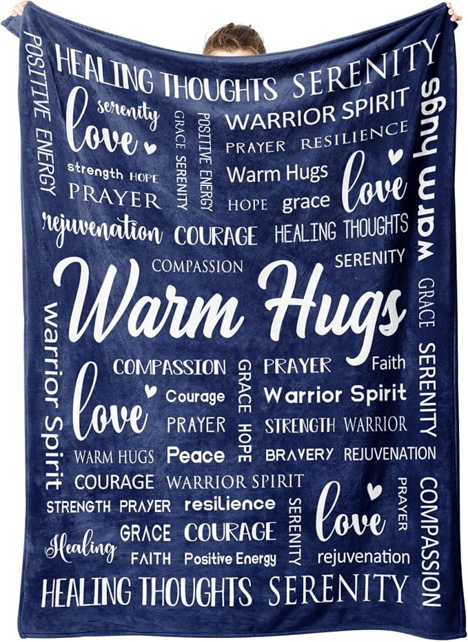 Warm Hugs Healing Blanket, Get Well Gifts for Women Men | Cancer Care, Get Well Soon Gift for Women Friend, Sympathy Inspirational Blanket, Soft Comfort Throw Blankets 50"x 60"