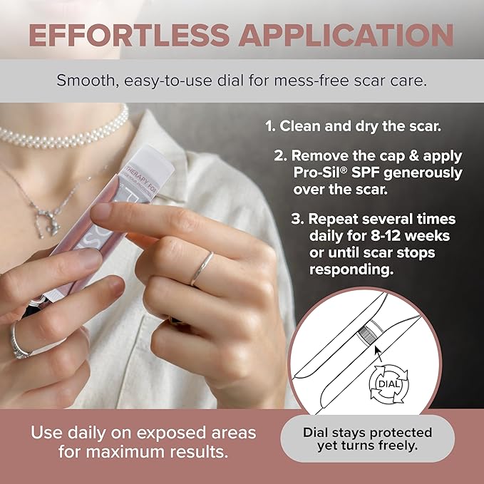 ProSil Elite Carry with SPF 15 – Patented Scar Treatment in a Portable Keychain – Smooth Glide-On, Professional-Grade Silicone Scar Stick - Mess-Free, Travel-Friendly & Lightweight - Black Sleeve