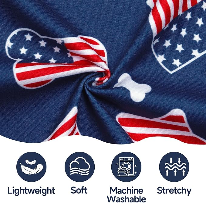 XPUDAC 4th of July Dog Pajamas, Cute Patriotic Dog Clothes with Adjustable Drawstring, Funny Pet Pjs American Flag Pet Outfit for Small Medium Dogs Independence Day, M