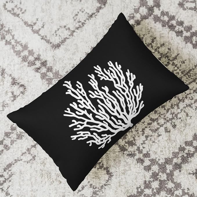 Coastal Pillow Covers 12x20 Set of 2 Black Starfish Throw Pillows Nautical Ocean Decorations Summer Beach Coral Pillowcase Outdoor Decor Linen Farmhouse Square Cushion Case for Sofa Bedroom