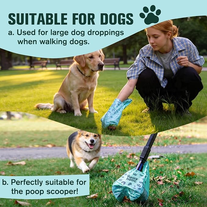 Cat Litter Disposal Bags and Dog Poop Bags with Handle,Cornstarch Based Extra Thick and Guaranteed Leak Proof Poop bags for Kitty and Doggy(180 Count 1.1 Gallon,Lavender Scent)
