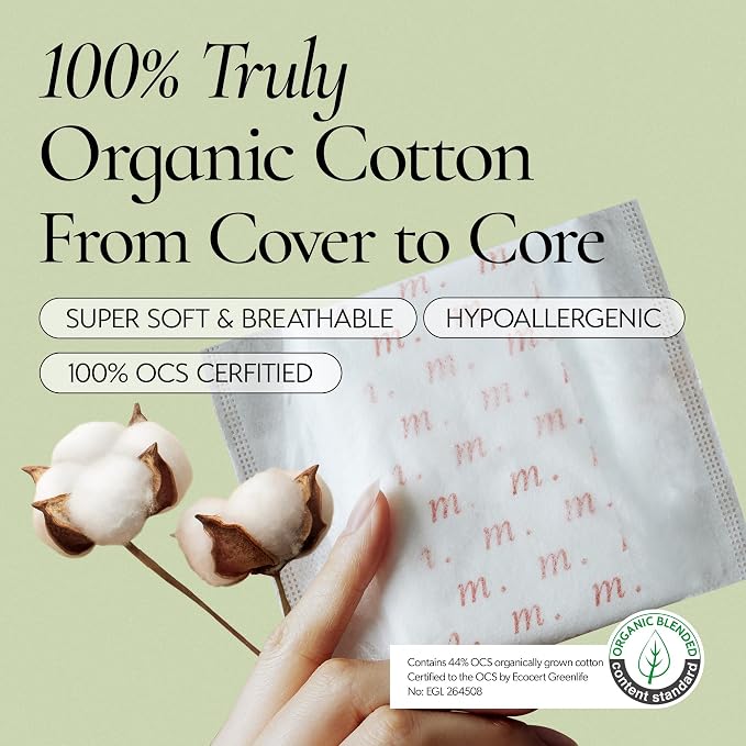 INERTIA The Prism Red – Truly Organic, Ultra Thin & Leak-Proof Korean Cotton Pads with Wings | Regular Absorbency | Hypoallergenic, Super Absorbent, Chlorine-Free & Fragrance-Free (10 Count)