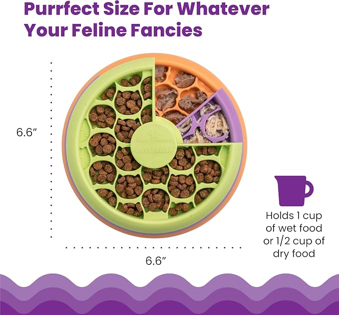 Catstages Nina Ottosson Kitty Lickin' Layers Cat Toy Treat Puzzle, 6.6" | Level 2 Intermediate, 3 Layers, 70+ Treat Compartments, Dry or Wet Food, Slow Feeder, Enrichment, Indoor Cats & Kittens