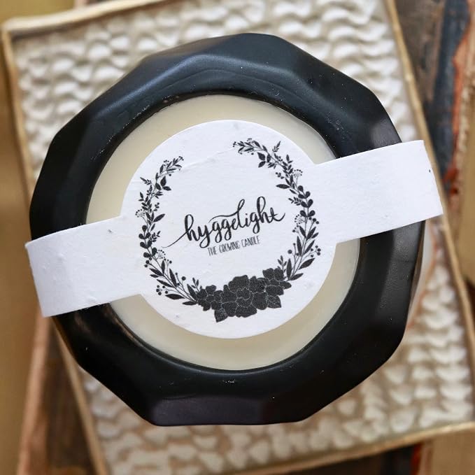 Hyggelight - The Growing Candle, Lavender Scented, 13oz Ceramic Pot, Single Wick Aromatherapy Candles, 100% Soy for Women and Men, Emma