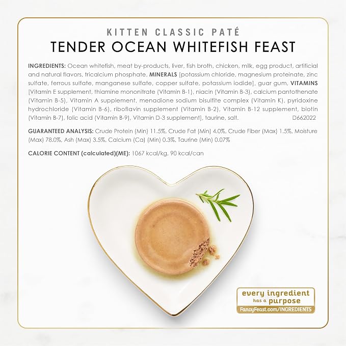 Purina Fancy Feast Kitten Tender Ocean Whitefish Feast and Tender Turkey Feast Wet Kitten Food Variety Pack - (2 Packs of 12) 3 oz. Cans