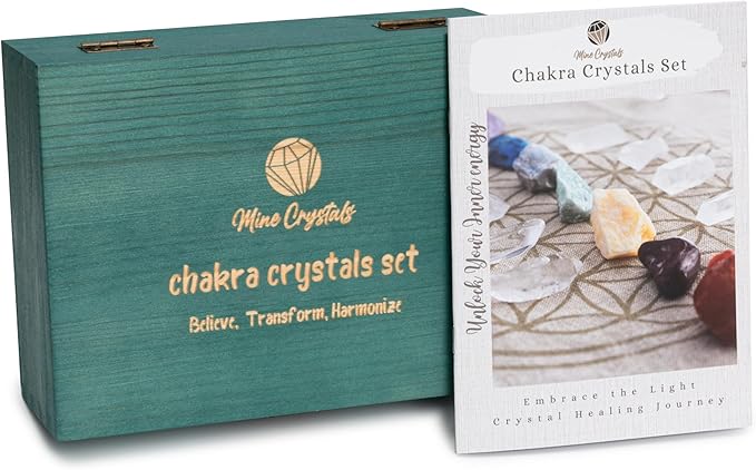 Crystal Stones Chakra Set Authentic Natural Raw Crystals Gemstones Kit Spiritual Gift - Quartz Colony Selenite Wand Rose Quartz Reiki Yoga Meditation