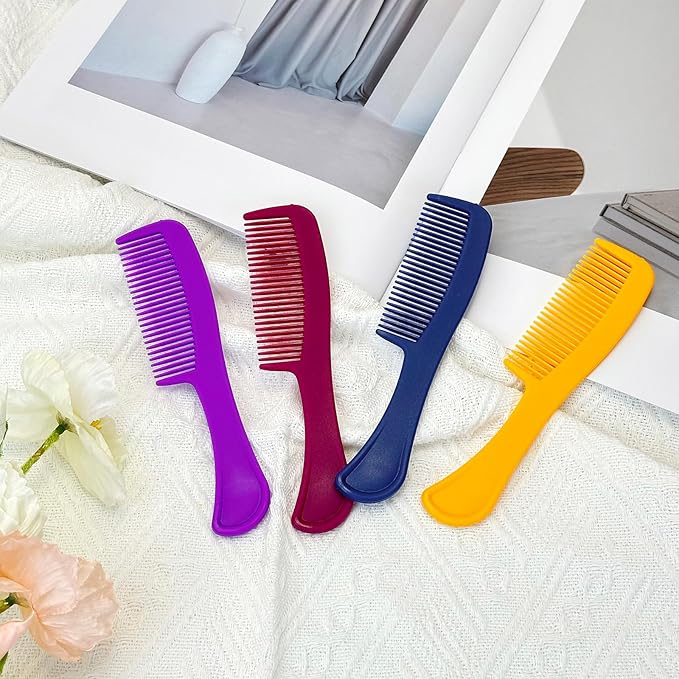 Combs Bulk Individually Wrapped Pocket Travel Hair Combs for Women, Men and Kids, Bulk Comb for Homeless Hotel Shelter Home Charity(purple, raspberry, yellow, blue, Pack of 60)