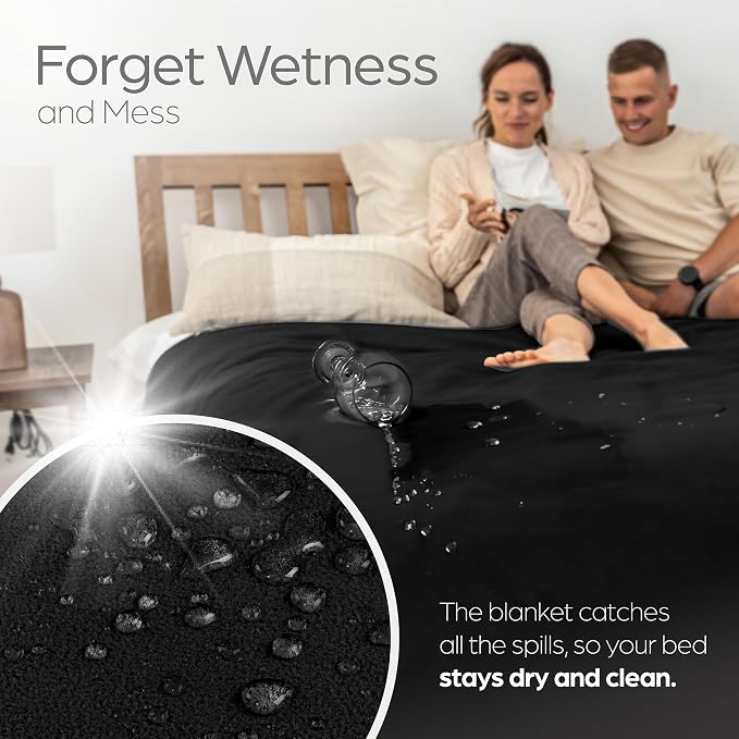 Waterproof Blanket for Bed & Couch Protection, Purple/Black, 80"x90" | High-Density Heavy-Duty Material – Ultra-Soft & Durable Soft Fleece, Leakproof, Reversible, Silent No-Crinkle Design